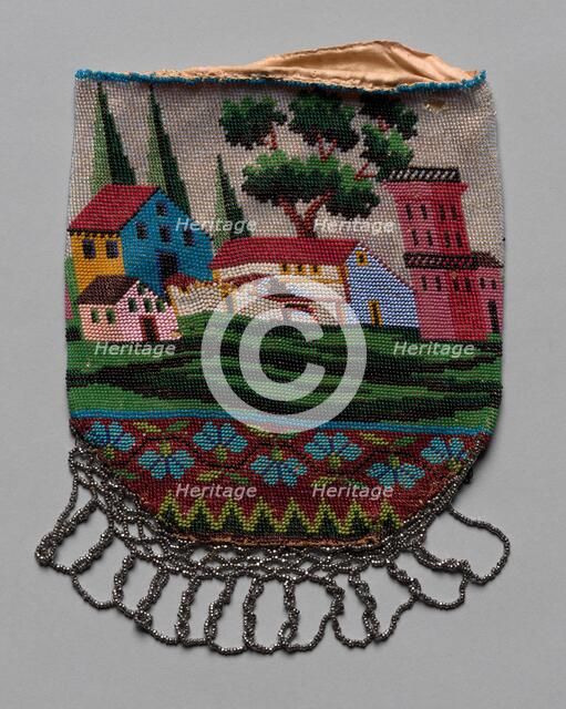 Beaded Bag (landscape scene), 19th century. Creator: Unknown.