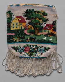 Beaded Bag (landscape scene), 19th century. Creator: Unknown