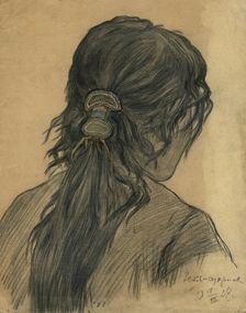 Beaded Hairpin in a Woman's Hair, Ust'-Ozernoe, 1927. Creator: Dmitrii Innokent'evich Karatanov