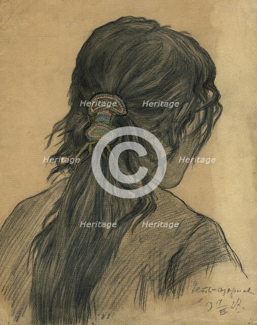 Beaded Hairpin in a Woman's Hair, Ust'-Ozernoe, 1927. Creator: Dmitrii Innokent'evich Karatanov.