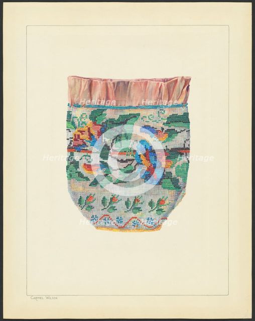 Beaded Silk Bag, c. 1938. Creator: Carmel Wilson.