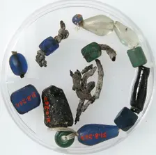 Beads and String Fragments, Coptic, 4th century. Creator: Unknown