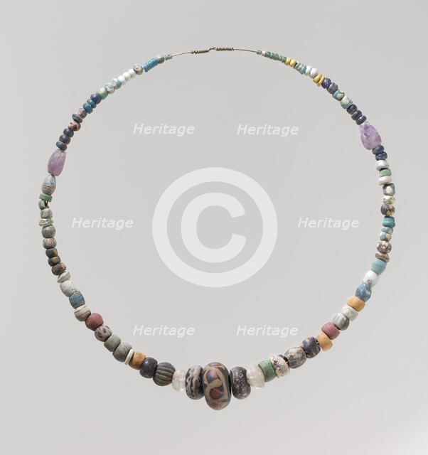 Beads from a Necklace, Frankish, 6th-7th century. Creator: Unknown.