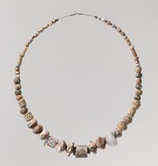 Beads from a Necklace, Frankish, 6th century. Creator: Unknown