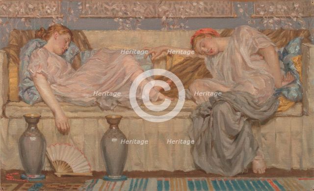 Beads (study);Two Women on a Sofa, 1875, ca. 1875. Creator: Albert Joseph Moore.