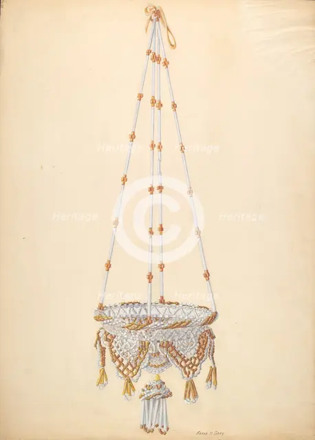 Beadwork Hanging Basket, c. 1937. Creator: Frank Gray.