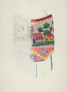 Beadwork on Purse (Tech. demonstration), 1935/1942. Creator: Harriette Gale