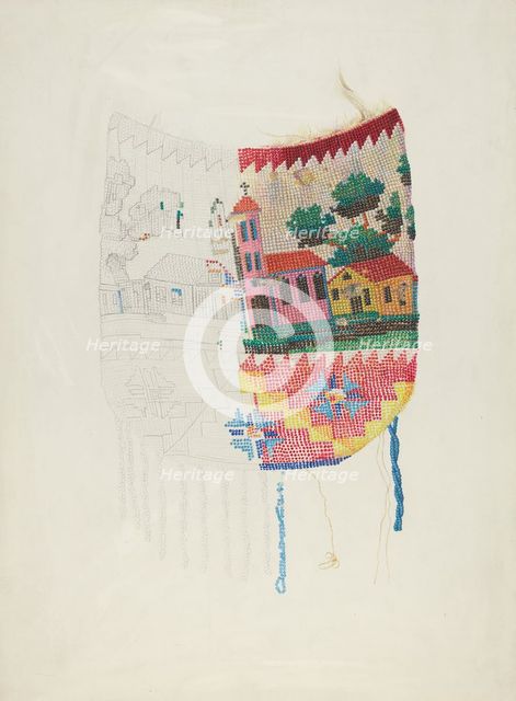 Beadwork on Purse (Tech. demonstration), 1935/1942. Creator: Harriette Gale.