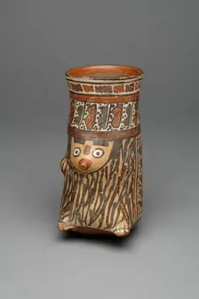 Beaker Molded in the Form of a Costumed Figure or Animal, 180 B.C./A.D. 500. Creator: Unknown