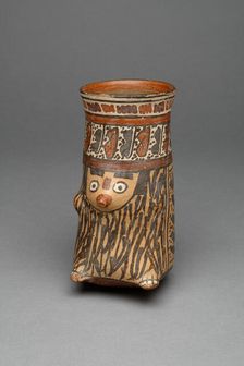 Beaker Molded in the Form of a Costumed Figure or Animal, 180 B.C./A.D. 500. Creator: Unknown