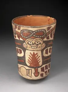 Beaker Depicting a Male Figure with Body Stretched and Abstract Motifs, 180 B.C./A.D. 500. Creator: Unknown