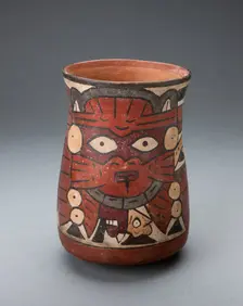 Beaker Depicting a Costumed Performer Holding Decapitated Head, 180 B.C./A.D. 500. Creator: Unknown
