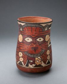 Beaker Depicting a Costumed Performer Holding Decapitated Head, 180 B.C./A.D. 500. Creator: Unknown