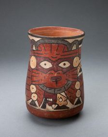 Beaker Depicting a Costumed Performer Holding Decapitated Head, 180 B.C./A.D. 500. Creator: Unknown