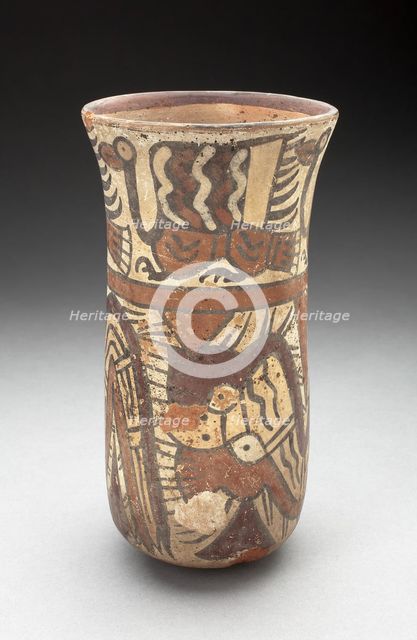 Beaker Depicting Abstract Birds, Serpents, and other Figures, 180 B.C./A.D. 500. Creator: Unknown.