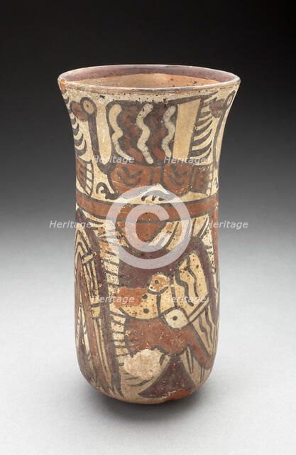 Beaker Depicting Abstract Birds, Serpents, and other Figures, 180 B.C./A.D. 500. Creator: Unknown.