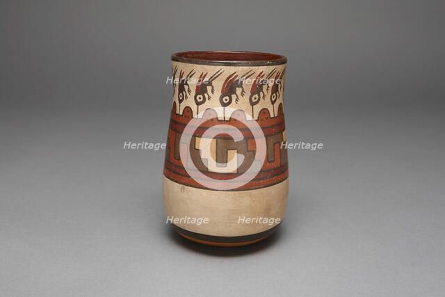 Beaker Depicting Abstract Hummingbirds or Insects, 180 B.C./A.D. 500. Creator: Unknown.