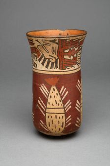 Beaker Depicting Abstract Plants, Possibly Cacti, and Abstract Figures, 180 B.C./A.D. 500. Creator: Unknown
