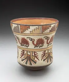 Beaker Depicting Bands of Spotted Birds and Geometric Motifs, 180 B.C./A.D. 500. Creator: Unknown