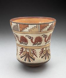Beaker Depicting Bands of Spotted Birds and Geometric Motifs, 180 B.C./A.D. 500. Creator: Unknown