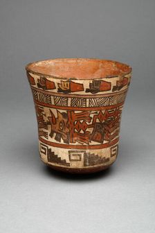 Beaker Depicting Decapitated Heads, Likely Trophy Heads, 180 B.C./A.D. 500. Creator: Unknown