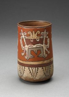 Beaker Depicting Highly Abstracted Face or Mask, 180 B.C./A.D. 500. Creator: Unknown