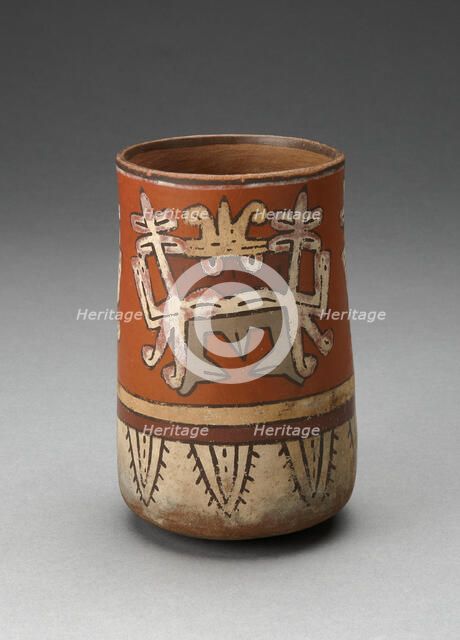 Beaker Depicting Highly Abstracted Face or Mask, 180 B.C./A.D. 500. Creator: Unknown.