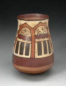 Beaker Depicting Paired Inverted Human Heads, Likely Trophy Heads, 180 B.C./A.D. 500. Creator: Unknown