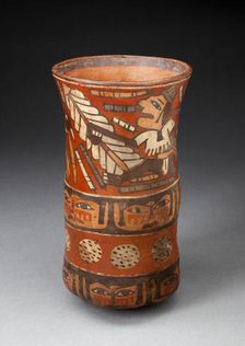 Beaker Depicting Rows of Figures with Weapons and Band of Human Faces, 180 B.C./A.D. 500. Creator: Unknown