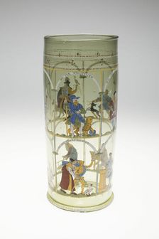 Beaker (Humpen) with the Ages of Man, Bohemia, c. 1600. Creator: Bohemia Glass