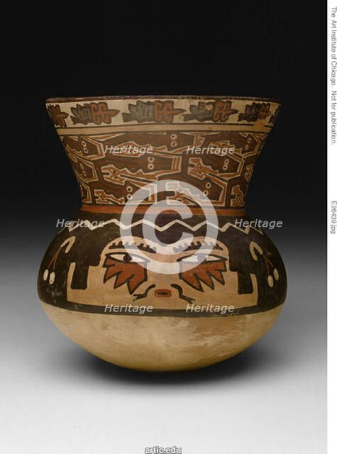 Beaker in the Form of a Head with Abstract Serpent-like Textile Pattern, 180 B.C./A.D. 500. Creator: Unknown.