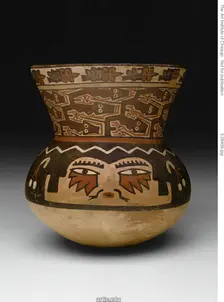 Beaker in the Form of a Head with Abstract Serpent-like Textile Pattern, 180 B.C./A.D. 500. Creator: Unknown