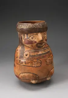 Beaker in the Form of a Seated Female with Tatoos and Body Paint, 180 B.C./A.D. 500. Creator: Unknown