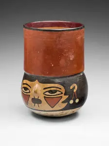 Beaker in the Form of a Trophy Head with Bound Lips, 180 B.C./A.D. 500. Creator: Unknown