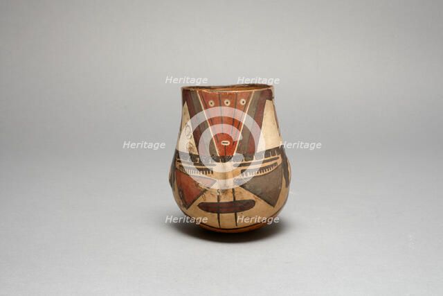 Beaker in the Form of a Trophy Head with Bound Lips, 180 B.C./A.D. 500. Creator: Unknown.