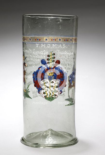 Beaker ("Welcome Glass") with Arms and Inscriptions, 1616. Creator: Unknown.