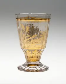 Beaker with Battle Scene, Bohemia, c. 1730. Creator: Bohemia Glass