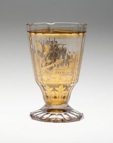 Beaker with Battle Scene, Bohemia, c. 1730. Creator: Bohemia Glass