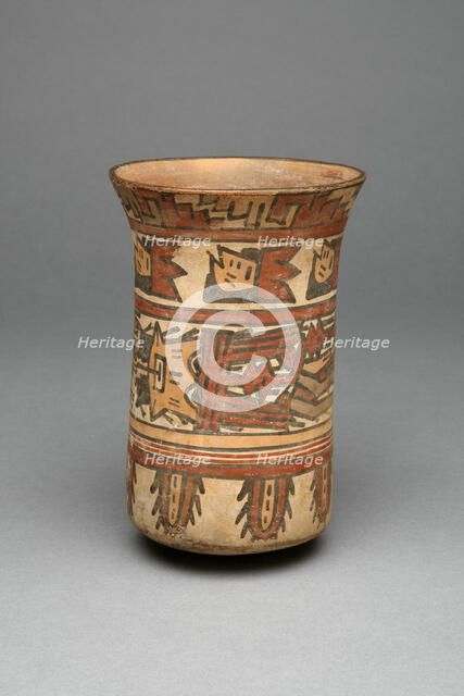 Beaker with Bands Containing Abstract Motifs, 180 B.C./A.D. 500. Creator: Unknown.