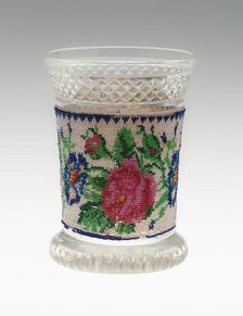 Beaker with Beaded Band, Bohemia, 1820/40. Creator: Bohemia Glass
