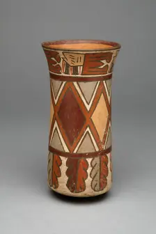 Beaker with Diamond-Shaped Geometric Pattern and Abstract Motifs, 180 B.C./A.D. 500. Creator: Unknown