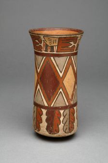 Beaker with Diamond-Shaped Geometric Pattern and Abstract Motifs, 180 B.C./A.D. 500. Creator: Unknown