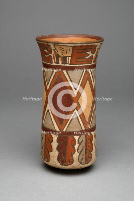 Beaker with Diamond-Shaped Geometric Pattern and Abstract Motifs, 180 B.C./A.D. 500. Creator: Unknown.
