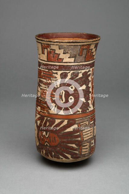 Beaker with Horizontal Bands Containing Abstract Figures, 180 B.C./A.D. 500. Creator: Unknown.