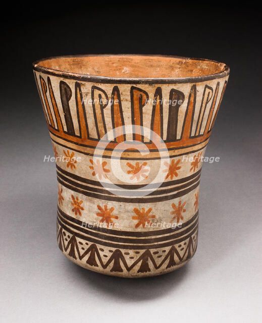 Beaker with Horizontal Bands of Geometric Motifs, 180 B.C./A.D. 500. Creator: Unknown.