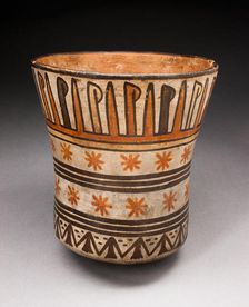 Beaker with Horizontal Bands of Geometric Motifs, 180 B.C./A.D. 500. Creator: Unknown