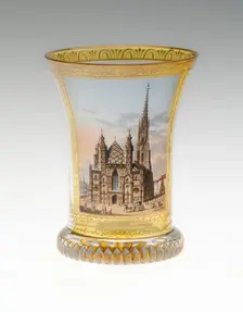Beaker with St. Stephen's Cathedral, Vienna, Vienna, c. 1830. Creator: Anton Kothgasser