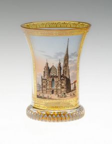 Beaker with St. Stephen's Cathedral, Vienna, Vienna, c. 1830. Creator: Anton Kothgasser