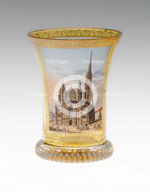 Beaker with St. Stephen's Cathedral, Vienna, Vienna, c. 1830. Creator: Anton Kothgasser.