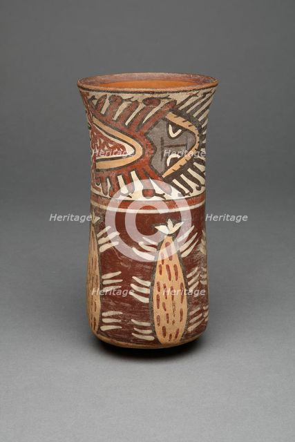 Beaker with Plants, Possibly Cacti, and Abstract Figures, 180 B.C./A.D. 500. Creator: Unknown.